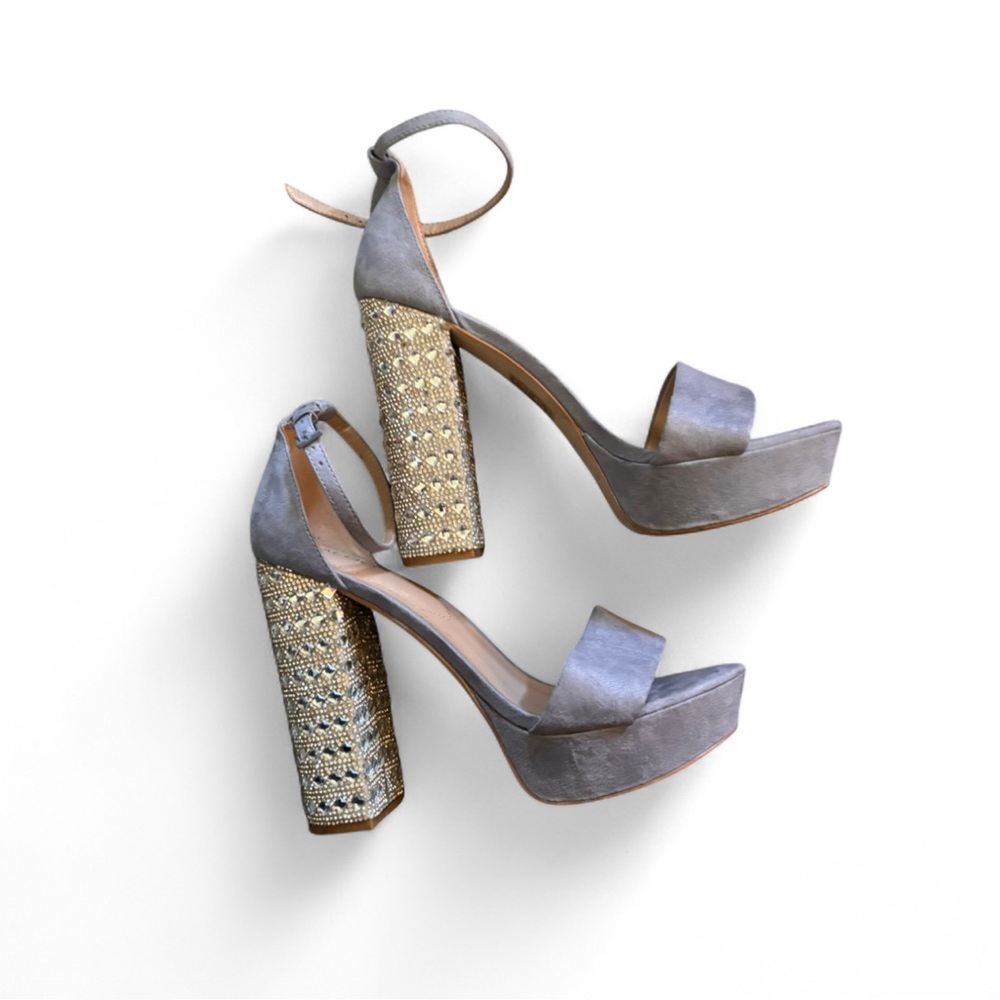 Aldo Gray/Blue  Block Rhinestone Platform Heel